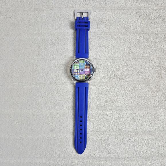 Dooney & Bourke Women’s Quartz Wrist Watch Colorful Plaid Dial Blue Silicone - Picture 3 of 12